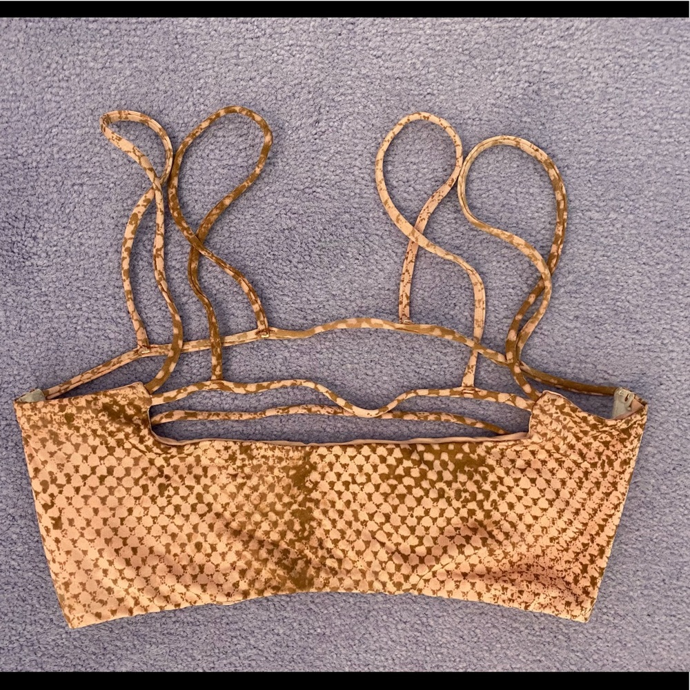 Blue Life strappy bikini top in rosewood tie dye
